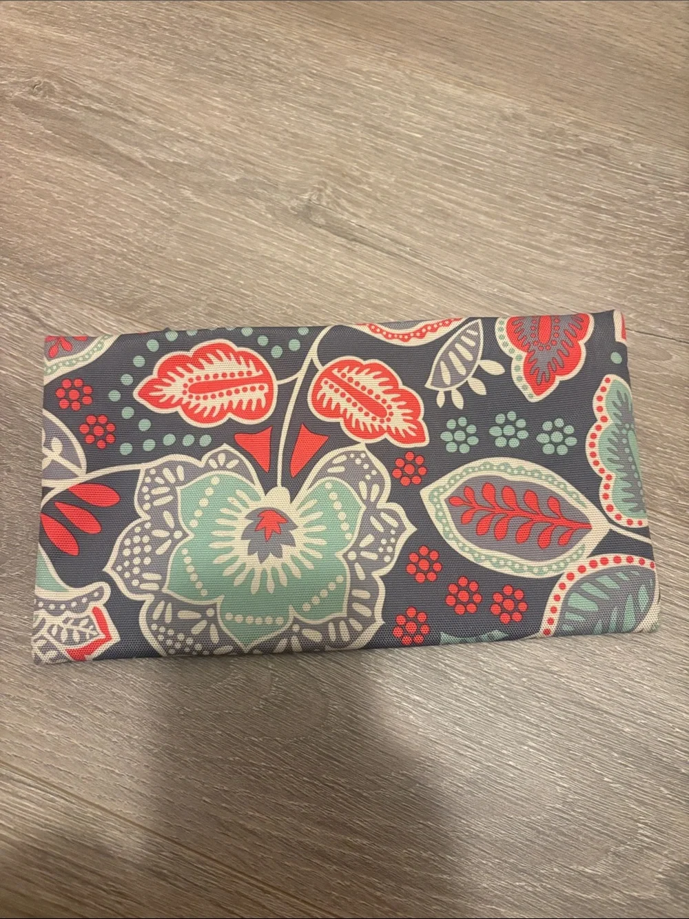 Vera Bradley Floral Zip Pouch Clutch - Navy with Coral & Mint